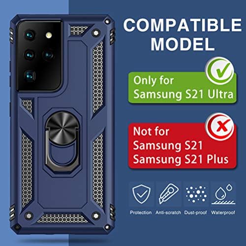 Samsung Galaxy için Vakı S21 Ultra Kılıf 5G [Askeri Sınıf] S21 Ultra Telefon Kılıfı ile Kickstand Manyetik Halka Tampon Darbeye