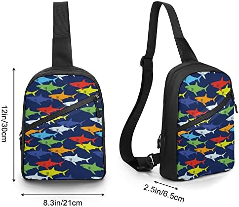 Renkli Köpekbalığı tek kollu çanta Crossbody omuz seyahat göğüs sırt çantası Katlanır sırt çantası spor alışveriş yürüyüş İçin