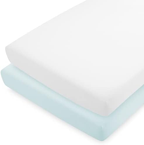 Çıplak Ev 2'li Paket Gömme Alt Çarşaf Beşik-Premium 1800 Ultra Yumuşak Mikrofiber-Derin Cep (Beşik, Gök Mavisi / Beyaz)