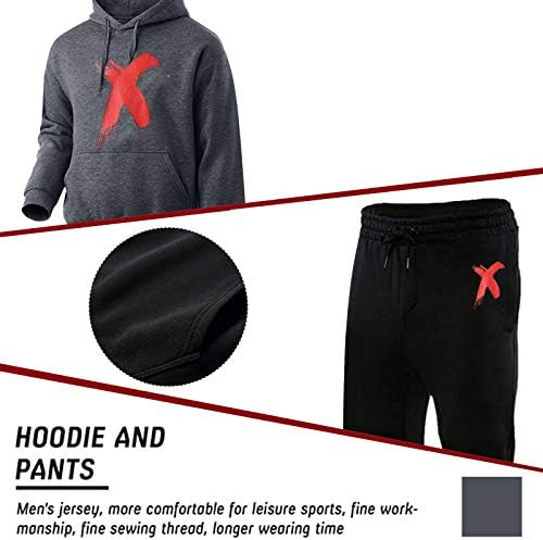 Erkekler Için eşofman Hoodies Spor Takım Elbise Atletik Setleri Basit Çapraz Baskı Uzun Kollu Koşu Rahat 2 Adet Giysi