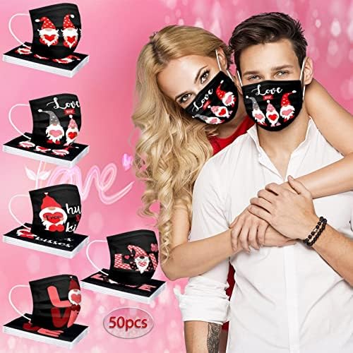Sevgililer Günü Tasarımları ile Yetişkinler için Tek Kullanımlık Maske Yüz Maskeleri Açık Günlük Kullanım için Nefes 3 Katlı