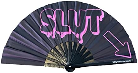 Gay Pride Büyük Katlanır Fanlar, UV Reaktif Mürekkepli 13 Bambu Fan, LGBTQ Devre Partileri ve Övgüler için (Sürtük - Sağ Ok)