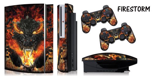 PS3-Orijinal-FAT Playstation 3 Sistemi için Tasarımcı cilt, PS3 Denetleyici cilt dahil-Firestorm