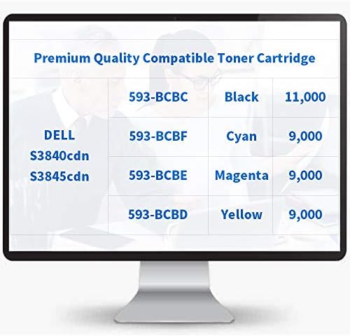 Dell S3840cdn S3845cdn Toner için Uyumlu Toner Kartuşu Değişimi (Siyah 593-BCBC,Mavi 593-BCBF, Macenta 593-BCBE,Sarı 593-BCBD)-4