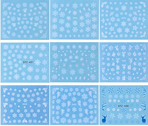 Noel Nail Art Etiketler Noel Kar Tanesi Tasarım Tırnak Çıkartmaları Kış Noel Tırnak Sticker Su Transferi Folyo Kar Taneleri Tırnak