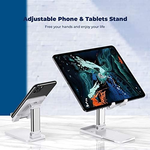 Masa için ADFD Katlanabilir Cep Telefonu Standı, Taşınabilir Alüminyum Telefon Tutucu Tablet Standı Kaymaz Teleskopik Tasarım