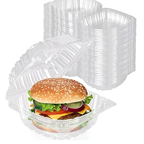 Evinizi Stoklayın Plastik 5 x 5 İnç Kapaklı Paket Servis Tepsileri (100 Paket) - Tatlı Kapları-Plastik Menteşeli Gıda Kabı-Salatalar,
