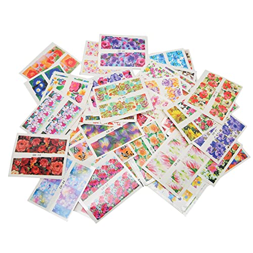 Nail Art Sticker, Moda 50 Adet DIY Tırnak Çıkartmaları Renkli Kadınlar için Güvenli Doğal Tırnaklar için Yapay Tırnaklar
