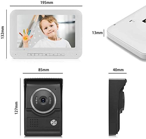 Görüntülü İnterkom, Görüntülü Kapı Zili Kablolu, 7 İnç Kablolu Görüntülü Kapı Telefonu İnterkom Sistemi Kiti 1-Kamera 1-Monitör