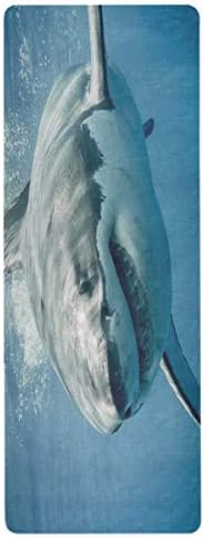 ZZXXB Deniz Köpekbalığı Yoga Mat Katlanabilir Ince Kaymaz Spor Egzersiz Seyahat Yoga Mat Süet Yüzey Taşıma Çantası ile 71 x 26