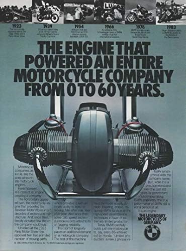Dergi Baskı İlanı: 1983 BMW Yatay Olarak İkiz'e Karşı Çıktı,0 yıldan 60 Yıla Kadar Bütün Bir Motosiklet Şirketine Güç Veren Motor