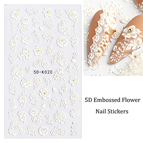 Çiçek Nail Art Sticker Çıkartmaları 5D Hollow Kabartmalı Tırnak Sanat Malzemeleri Kendinden Yapışkanlı Tırnak Dekorasyon Aksesuarları