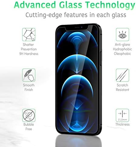 KONUŞMA İŞLERİ iPhone 12 Ekran Koruyucu (Ayrıca iPhone 12 Pro'ya Uyar) 3 Paket, Kurulum Tepsisi, Premium Temperli Cam Dayanıklı