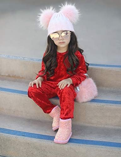 2 Adet Moda Yürüyor Çocuk Bebek Kız Kadife Elbise Kıyafet Pantolon Set Uzun Kollu Kazak Pantolon Kravat Boya Giysi Tops