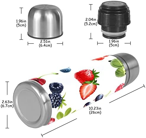 Lılıbeely 17 oz Vakum Yalıtımlı Paslanmaz Çelik Su Şişesi Spor Kahve Seyahat Kupa Flask Hakiki Deri Sarılmış BPA Ücretsiz, simgeler