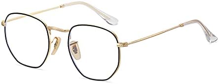 CYLEN mavi ışık Engelleme gözlük Metal çerçeve kadın erkek gözlük-bilgisayar oyunu gözlük Retro kare gözlük çerçevesi (Siyah)