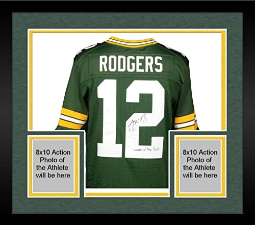 Çerçeveli Aaron Rodgers Green Bay Packers İmzalı Nike Green Elite FormasıPaketin Lideri Yazısıyla-İmzalı NFL Formaları