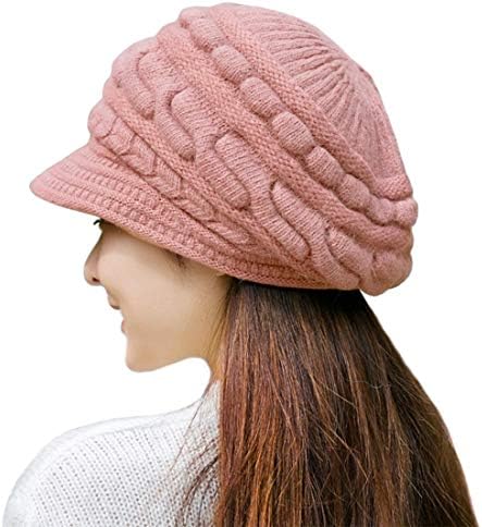 Muryobao kadın Kış Sıcak Şapka Tığ Hımbıl Bere Örme Kapaklar ile Vizör