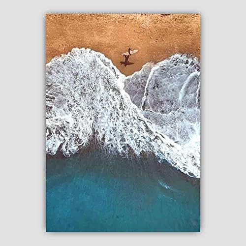 Artze Duvar Sanatı Deniz ve Sörfçü Fotoğraf Baskısı, 30 cm Genişlik x 40 cm Yükseklik