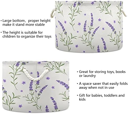 xigua Lavanta Çiçek Yuvarlak Depolama Sepeti Pamuk Halat Kolu ile Büyük Bebek çamaşır Battaniye Sepeti Oyuncak Sepeti Yorgan