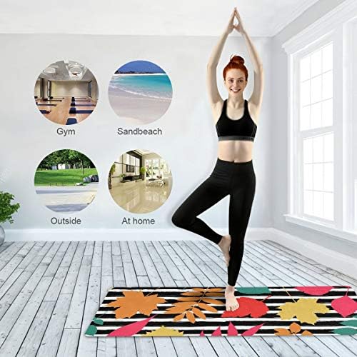 MCHIVER Kaymaz Seyahat Yoga Mat-Sonbahar Yaprakları Katlanabilir egzersiz matı Hafif egzersiz matı ile Çanta Ter Emici yoga pedi