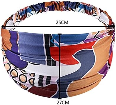 QQWW Çiçek Baskı Türban Düğüm Headwrap Spor Elastik Yoga Hairband Moda Unisex Kumaş Geniş Kafa Bandı 1028 (Renk: 04, Boyutu: