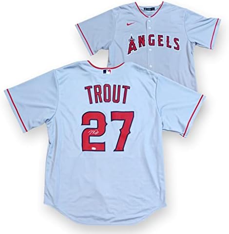 Mike Trout İmzalı Los Angeles Beyzbol İmzalı Gri Jersey MLB Kimliği Doğrulanmış COA