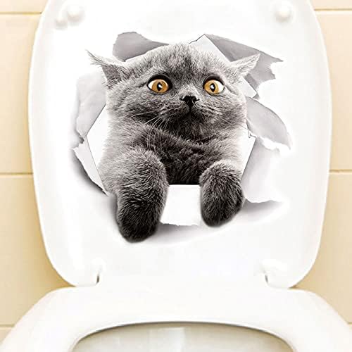 KGJQ duvar çıkartmaları Tuvalet Kapağı Çıkartmalar 3D Karikatür Hayvan Kediler Çıkartmalar Kendinden Yapışkanlı Çıkarılabilir