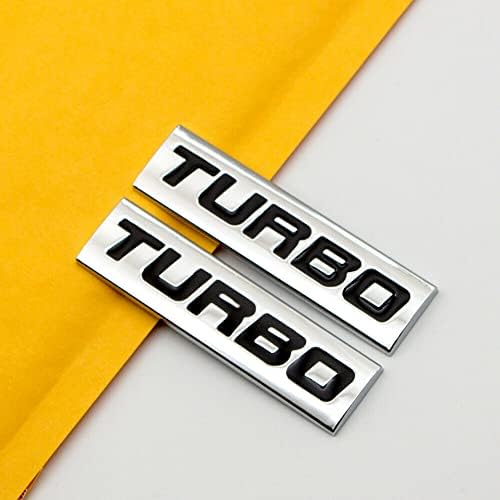2X Turbo Logo Amblem Spor Rozeti 3D Krom Metal Etiket Yan Çıkartma Gümüş ve Siyah (Gümüş Siyah)