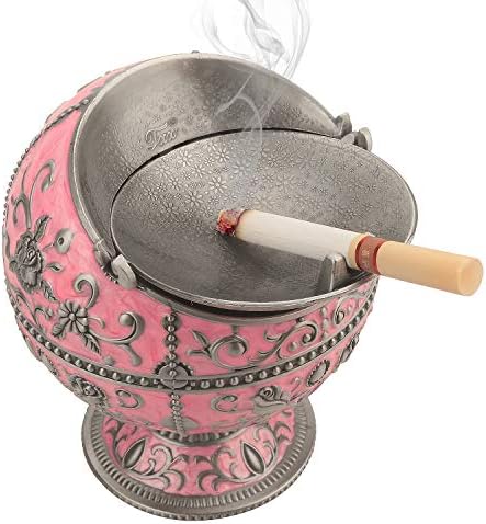 LAUYOO Dekoratif Rüzgar Geçirmez Küllük Kapaklı Metal Sigara Küllüğü Açık Kapalı Sigara İçenler için Kül Tutucu Masaüstü Sigara