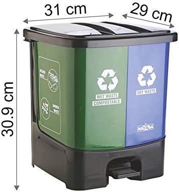 Nayasa superplasst İkiz Çöp Kovası Pedallı Kuru ve Islak Çöp Kovası (20 L)