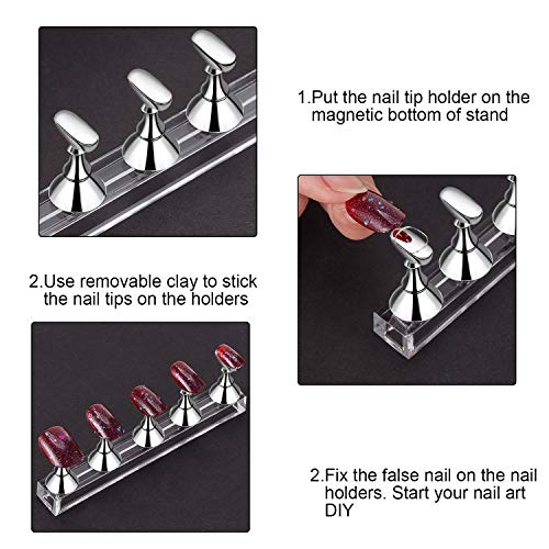 4 Sets Nagel Display Ständer Acryl Schachnagel Nagel Halter Nagelspitzen Halter Press on Nails Magnetischer Nagel Übung Ständer