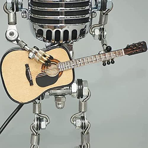 Retro Tarzı Mikrofon Robot Lamba Holding Guitare Vintage / Robot Masa Lambası ile LED / Yaratıcı Steampunk lamba için Yatak Odası,