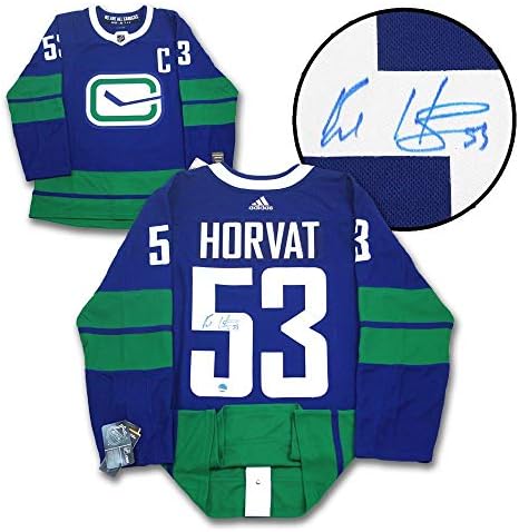 Bo Horvat Vancouver Canucks İmzalı Stick Logo Alt Adidas Forması-İmzalı NHL Formaları