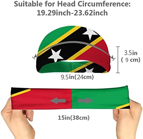 Bayrağı Saint Kitts ve Nevis Unisex Yoga Egzersiz Hairband Performans Streç Dostu Bantlar Kaymaz Nem Esneklik Headwrap Fitness