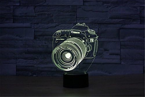 Kamera 3D Dokunmatik Optik ILLusion Gece Lambası Çarpıcı Görsel Üç Boyutlu Etkisi 7 Renk Değiştirme Masa Masa Deco Lamba Yatak