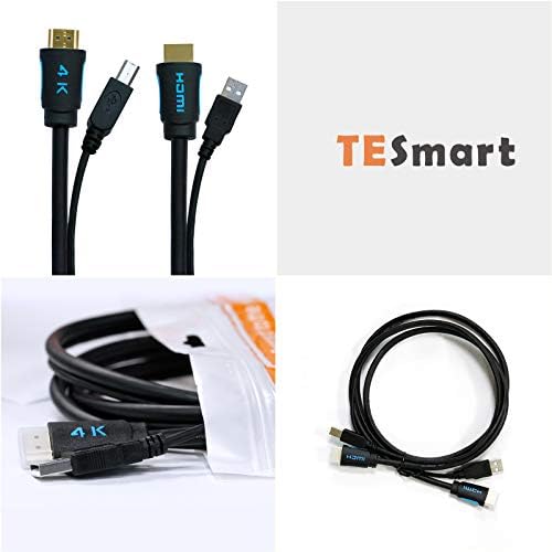 TESmart HDMI USB KVM Kablosu 4K 10ft, Standart İkiz Kablo HDMI + USB(USB Tip A'dan USB Tip B'ye) KVM Swither için