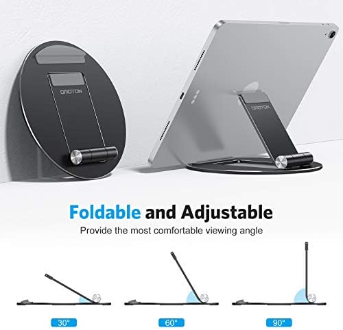 iPad Standı Çok Açılı, Yuvarlak Tabanlı OMOTON Taşınabilir Tablet Standı, iPad Pro/Air/Mini, Samsung ve Tüm Telefonlarla Uyumlu-Siyah