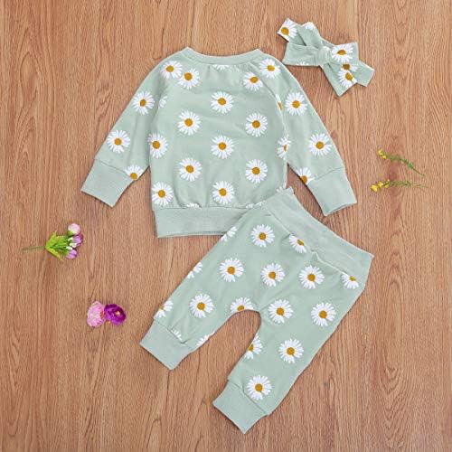 0-24 M Çiçek Yenidoğan Bebek Bebek Kız Giysileri Set Uzun Kollu Tişörtü Tops Pantolon Kıyafetler