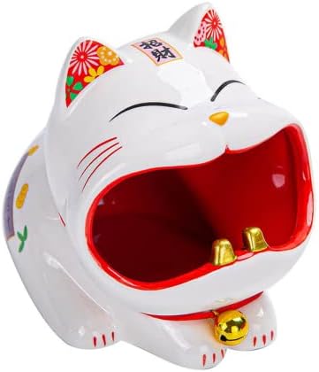 KANGDIA Sevimli Şanslı Kedi Heykeli Küllük Yaratıcı Masaüstü Dekorasyon Sigara Küllük Seramik Küllük