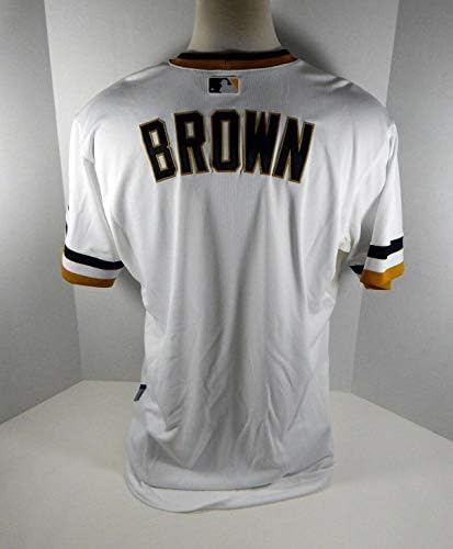2013 Pittsburgh Pirates Brooks Brown Game 1970'lerin Beyaz Forması R TB 088'i Yayınladı-Oyun MLB Formaları Kullandı