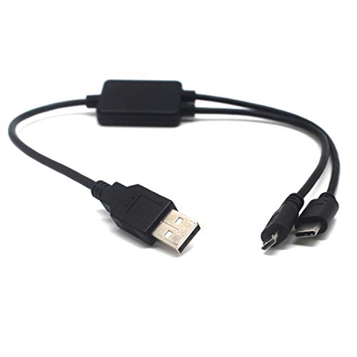IC ile USB Splitter 1 in 2 Out, AWADUO USB 2.0 Erkek Mikro USB Erkek ve USB C Hub Adaptör Kablosu için Araba, Dizüstü Bilgisayar,
