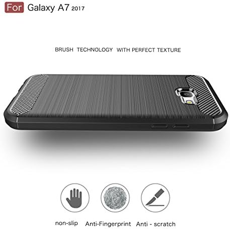 Galaxy A7 2017 Kılıf, HualuBro [Çizilmeye Dayanıklı] Karbon Fiber İnce Şok Emici TPU İnce Tampon Telefon Koruyucu Kılıf Kapak