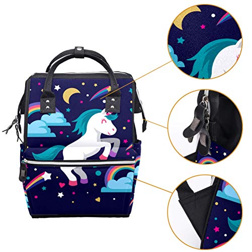 Gökkuşağı Karikatür Unicorn Yıldız Moons bebek bezi Çantaları Mumya bez çantalar Çok Fonksiyonlu seyahat için sırt çantası, şık