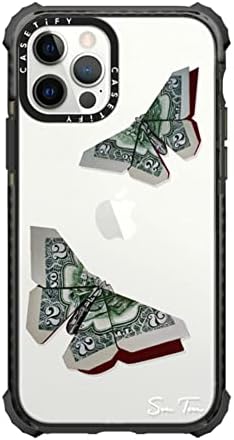 iPhone 12 / iPhone 12 Pro için CASETiFY Ultra Darbeli Kılıf-Polka Daub Hearts-Şeffaf Siyah