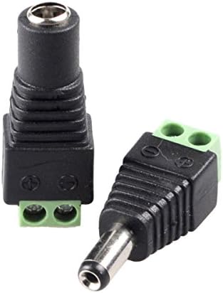 FolioGadgets 5.5 mm x 2.1 mm DC Güç Konektörü, 2.1 mm x 5.5 mm Kadın ve Erkek DC Fiş için Led Şerit CCTV Kamera 1-38 V Uzatma