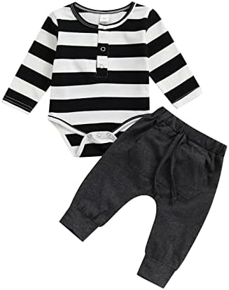 cıtgeett Bebek Bebek Kız Erkek Bahar Güz Giyim Kıyafetler 0 3 6 9 12 18 Ay Çizgili Romper Hem Pantolon Seti Yenidoğan için