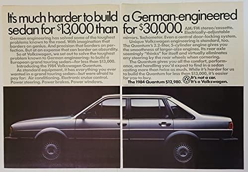 Dergi Baskı İlanı: 1984 VW Volkswagen Quantum Lüks 4 Kapılı Sedan, 2,2 L, 5 silindirli motor, 13.000 ABD Doları için 30.000 ABD