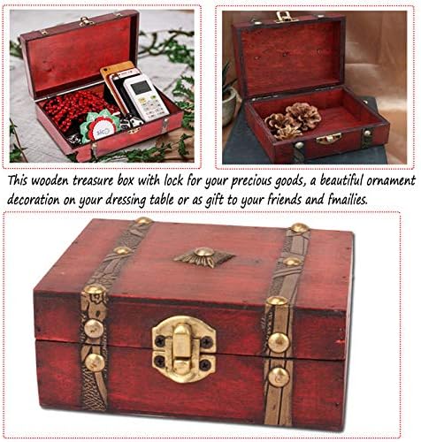 ZWZCYZ Ahşap Korsan hazine sandığı Kutusu, Vintage takı saklama kutusu Kasa Organizatör Hatıra Kutusu Hatıra Kutusu Hazine Kutusu