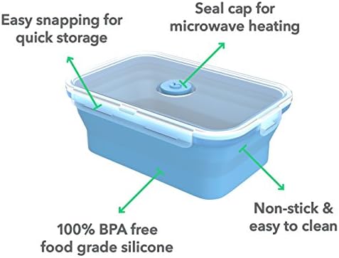 BPA İçermeyen Hava Geçirmez Plastik Kapaklı Vremi Silikon Gıda Saklama Kapları-Mutfak Öğle Yemeği Kutuları için 4 Küçük ve Büyük